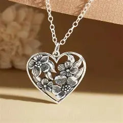 Floral Open-Heart Pendant Necklace